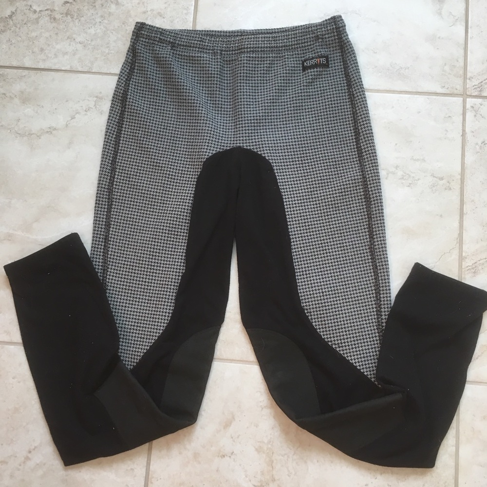 Kerrits pull on breeches. Large. Suede knee. Green